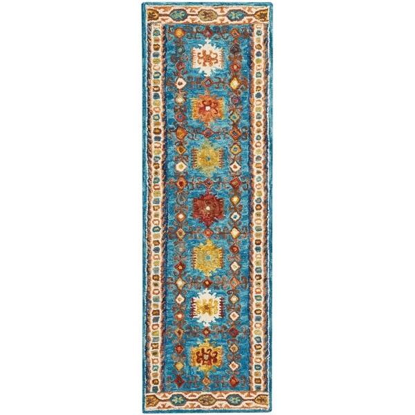 Nourison Vibrant Traditional Wool Area Rug - 2'3" x 7'6" Runner - Teal - Runner/Rectangle