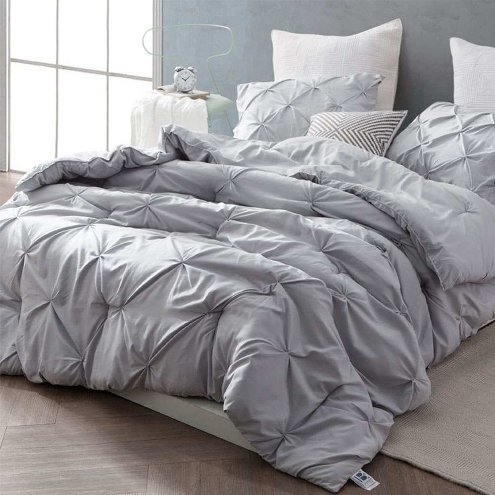 Shop Byb Glacier Grey Pin Tuck Comforter Set Overstock 16685411