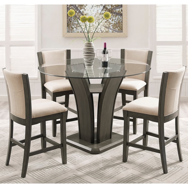 round dining table set with glass top