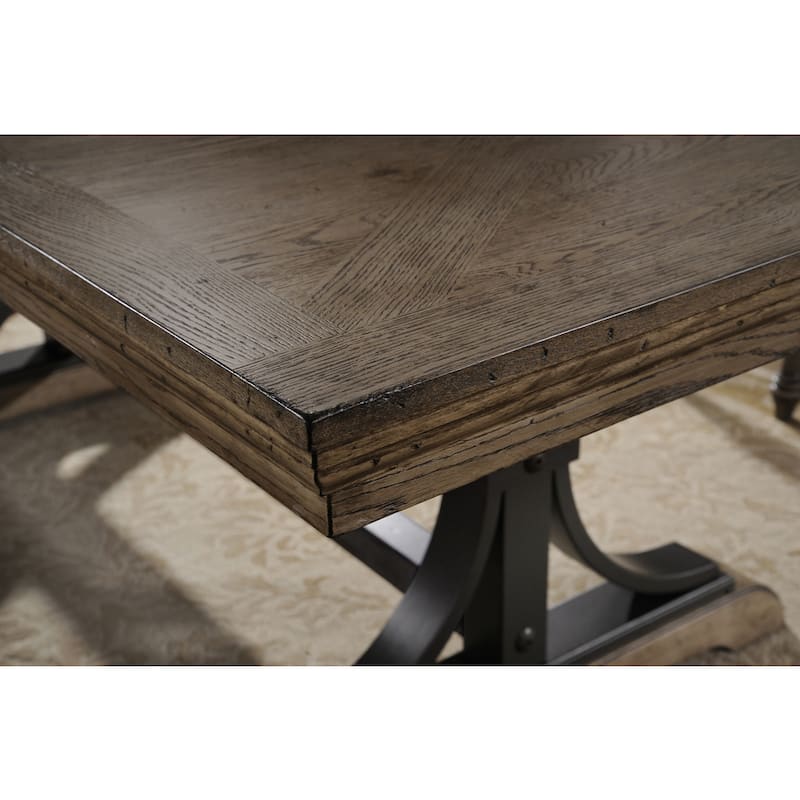 Roundhill Furniture Birmingham Driftwood Table and Nail Head Chair 7-piece Dining Set