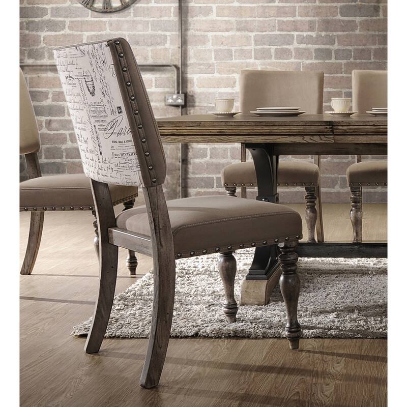 Roundhill Furniture Birmingham Driftwood Table and Nail Head Chair 7-piece Dining Set