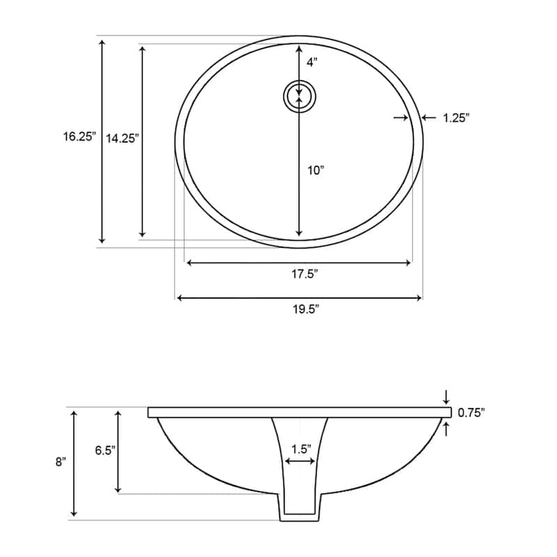 19.5-in. W CUPC Oval Undermount Sink Set In Biscuit - Oil Rubbed Bronze ...