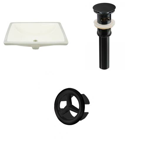 18.25-in. W CUPC Rectangle Undermount Sink Set In Biscuit - Black Hardware - Overflow Drain Incl.
