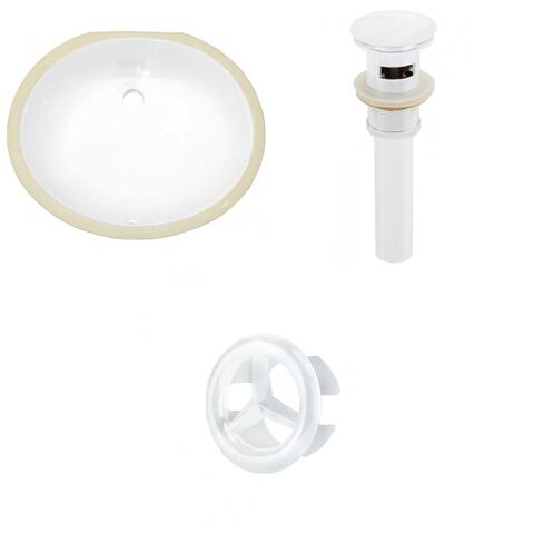19.5-in. W Oval Undermount Sink Set In White - White Hardware - Overflow Drain Incl.