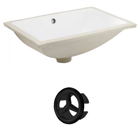 20.75-in. W CSA Rectangle Undermount Sink Set In White - Black Hardware