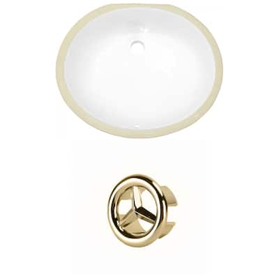 16.5-in. W CSA Oval Undermount Sink Set In White - Gold Hardware