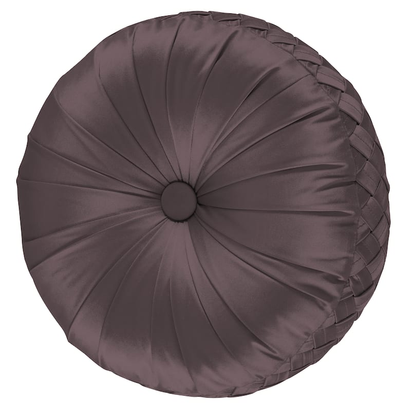 J. Queen New York Satinique Button-tufted Round Decorative Throw Pillow