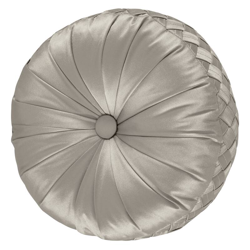 J. Queen New York Satinique Button-tufted Round Decorative Throw Pillow - Silver