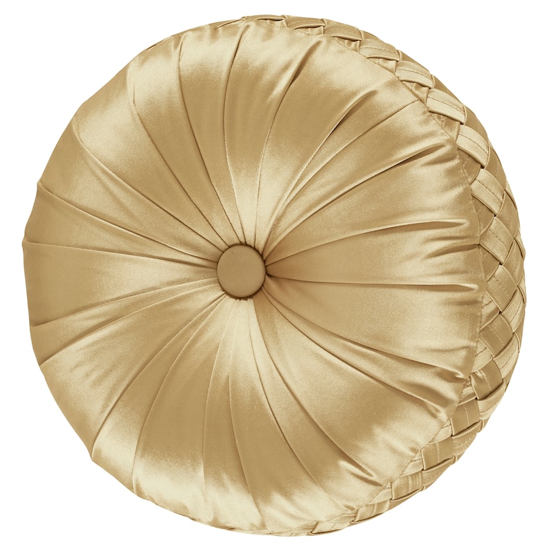 J. Queen New York Satinique Button-tufted Round Decorative Throw Pillow