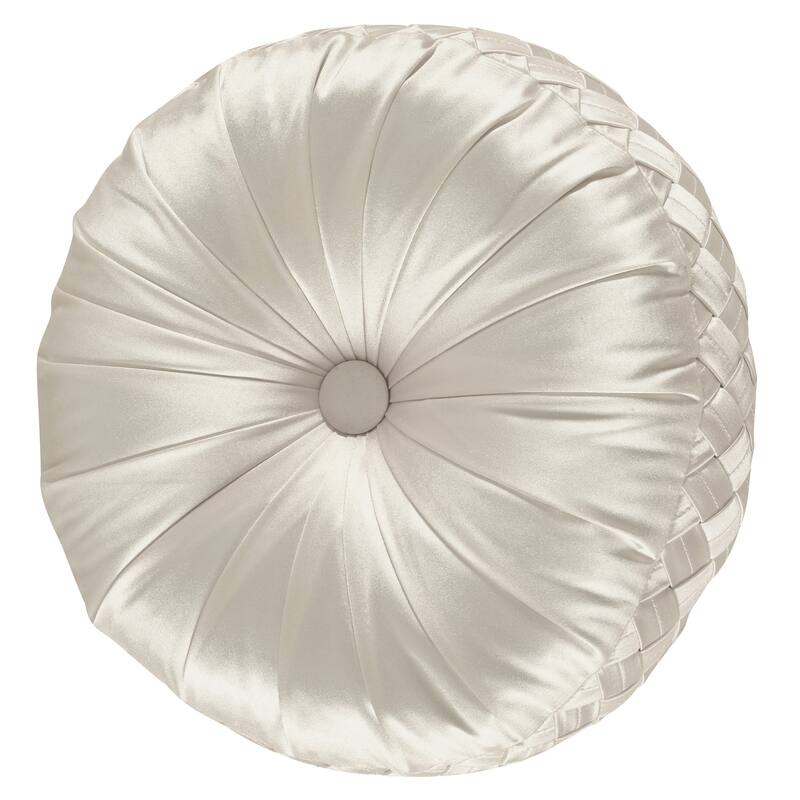 J. Queen New York Satinique Button-tufted Round Decorative Throw Pillow