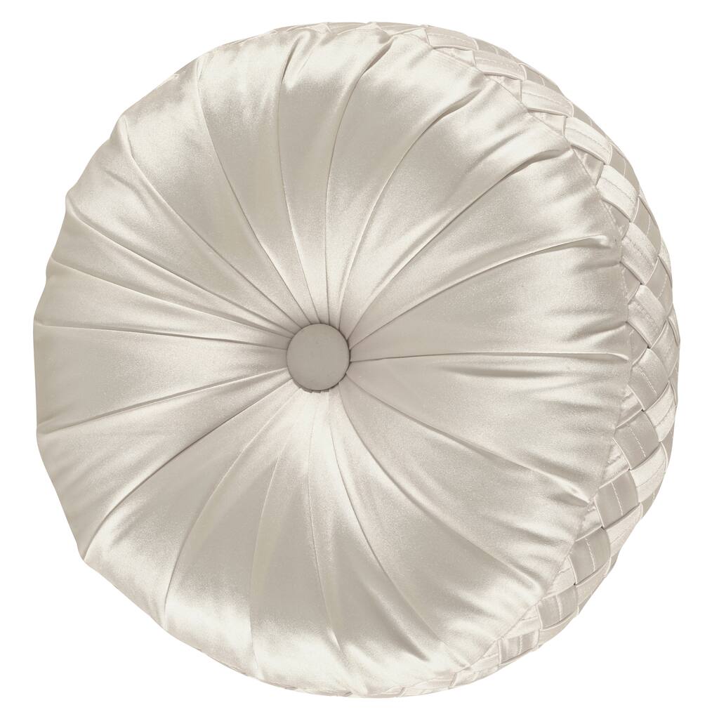 J. Queen New York Satinique Button-tufted Round Decorative Throw Pillow
