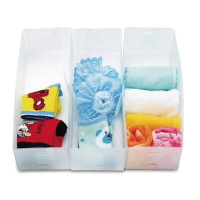 Closet/Dresser Drawer Divider Storage Foldable, Organizer, Cube Basket Containers Bin Frosty white plastic Set of 3