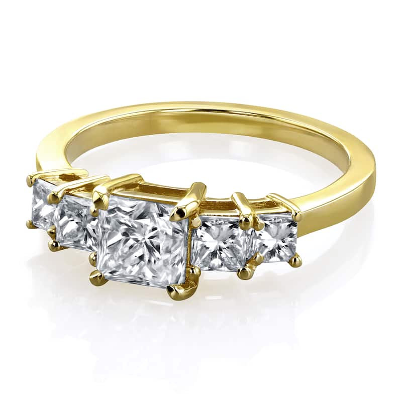Kobelli 1.79 Carat Diamond EGL Certified 14k Solid Yellow Gold Five Stone Diamond Engagement Ring (VS2)