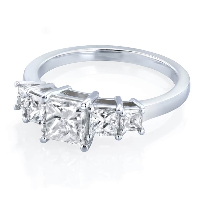 Kobelli 1.81 Carat Natural Diamond Certified 14k Solid White Gold Five Stone One-of-a-Kind Engagement Ring (G/VS1)