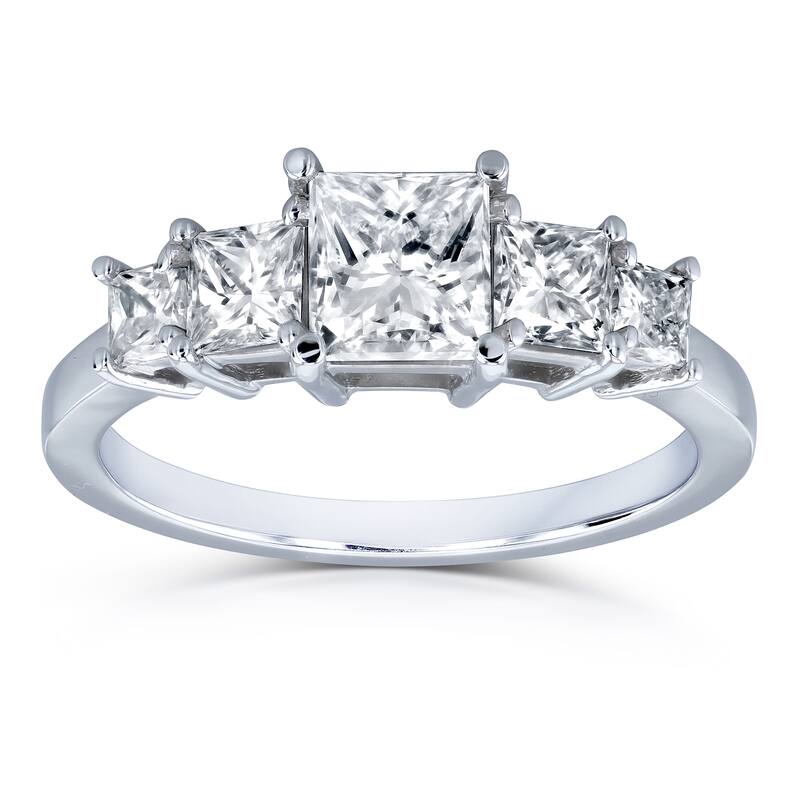 Kobelli 1.81 Carat Natural Diamond Certified 14k Solid White Gold Five Stone One-of-a-Kind Engagement Ring (G/VS1)
