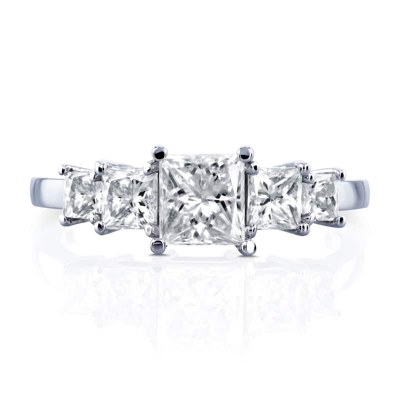 Kobelli 1.81 Carat Natural Diamond Certified 14k Solid White Gold Five Stone One-of-a-Kind Engagement Ring (G/VS1)