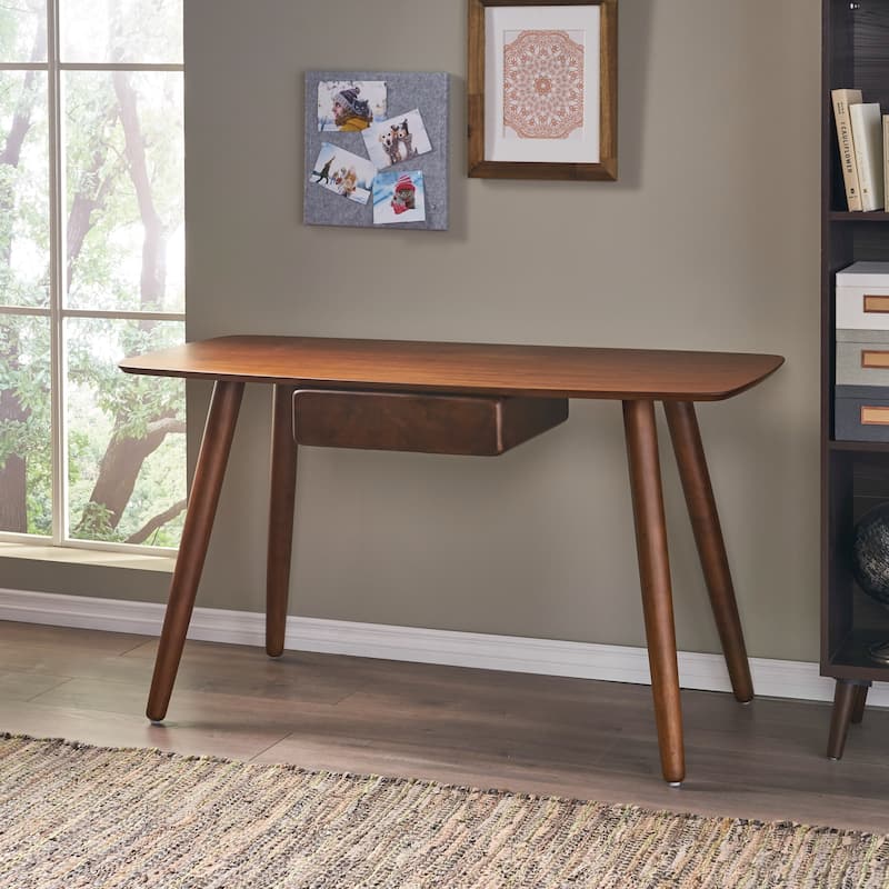 Kiersten Wood Study Table Desk with Overlay by Christopher Knight Home - natural walnut