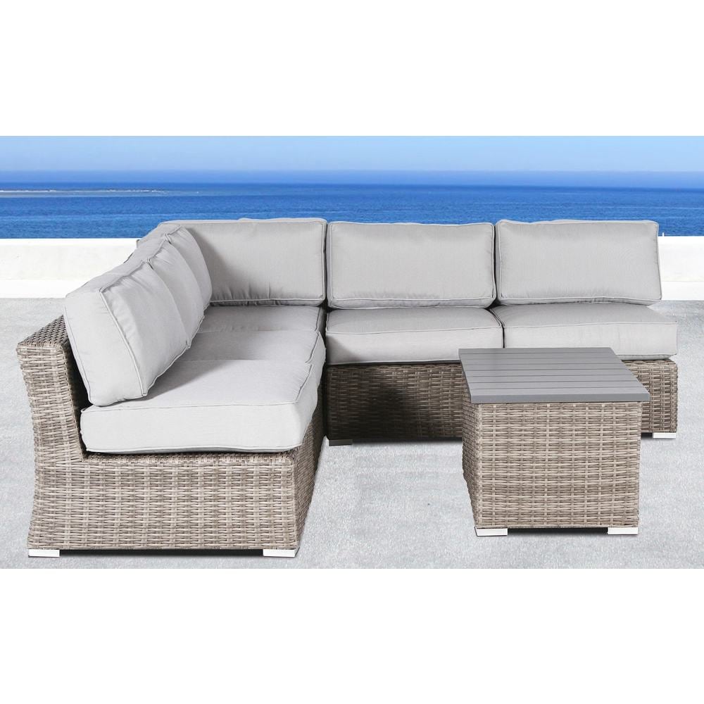 Living Source Internationalliving Source International All Weather Wicker Outdoor Furniture Patio Sofa Set With Cushions Grey 6 Piece Sectional Set Multicolor Dailymail