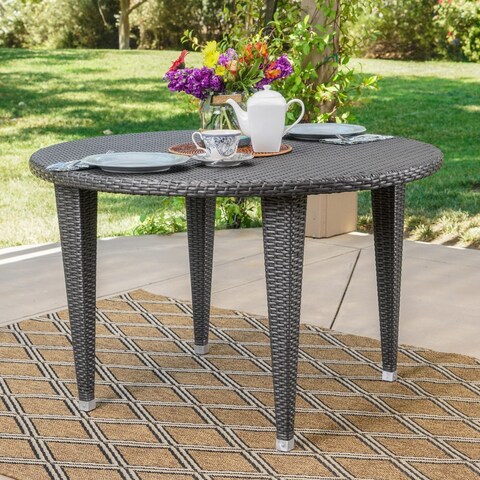 Dominica Outdoor Wicker Round Dining Table by Christopher Knight Home