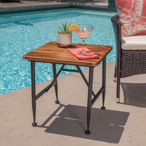 Eleanora Outdoor Acacia Wood End Table by Christopher Knight Home