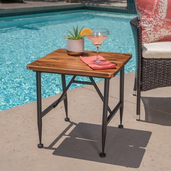 Eleanora Outdoor Acacia Wood End Table by Christopher Knight Home On