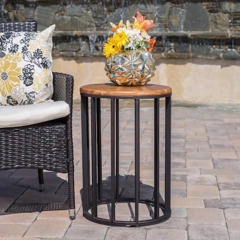Canary Outdoor Acacia Wood Round Accent Table by Christopher Knight Home