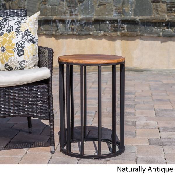 Shop Canary Outdoor Acacia Wood Round Accent Table By Christopher Knight Home On Sale Overstock 16688392