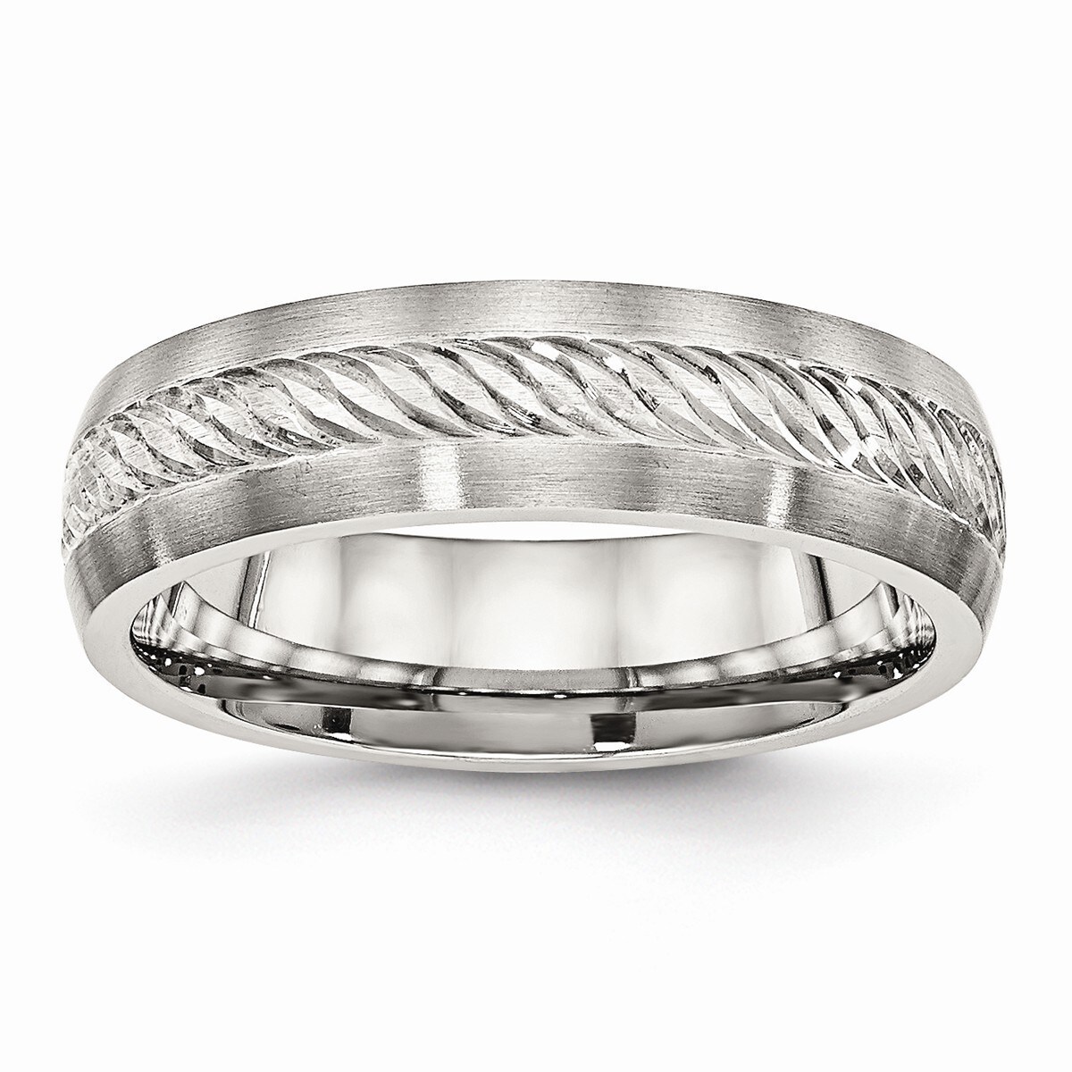 Plated with Wire Inlay Ring Size 10 Length Width 10 Stainless Steel Black IP