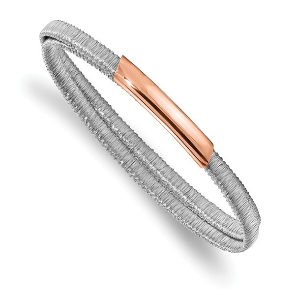 Sterling Silver Rose Tone Mesh Flexible Slip On Bracelet Sterling Silver Rose Tone Mesh Flexible Slip On Bracelet