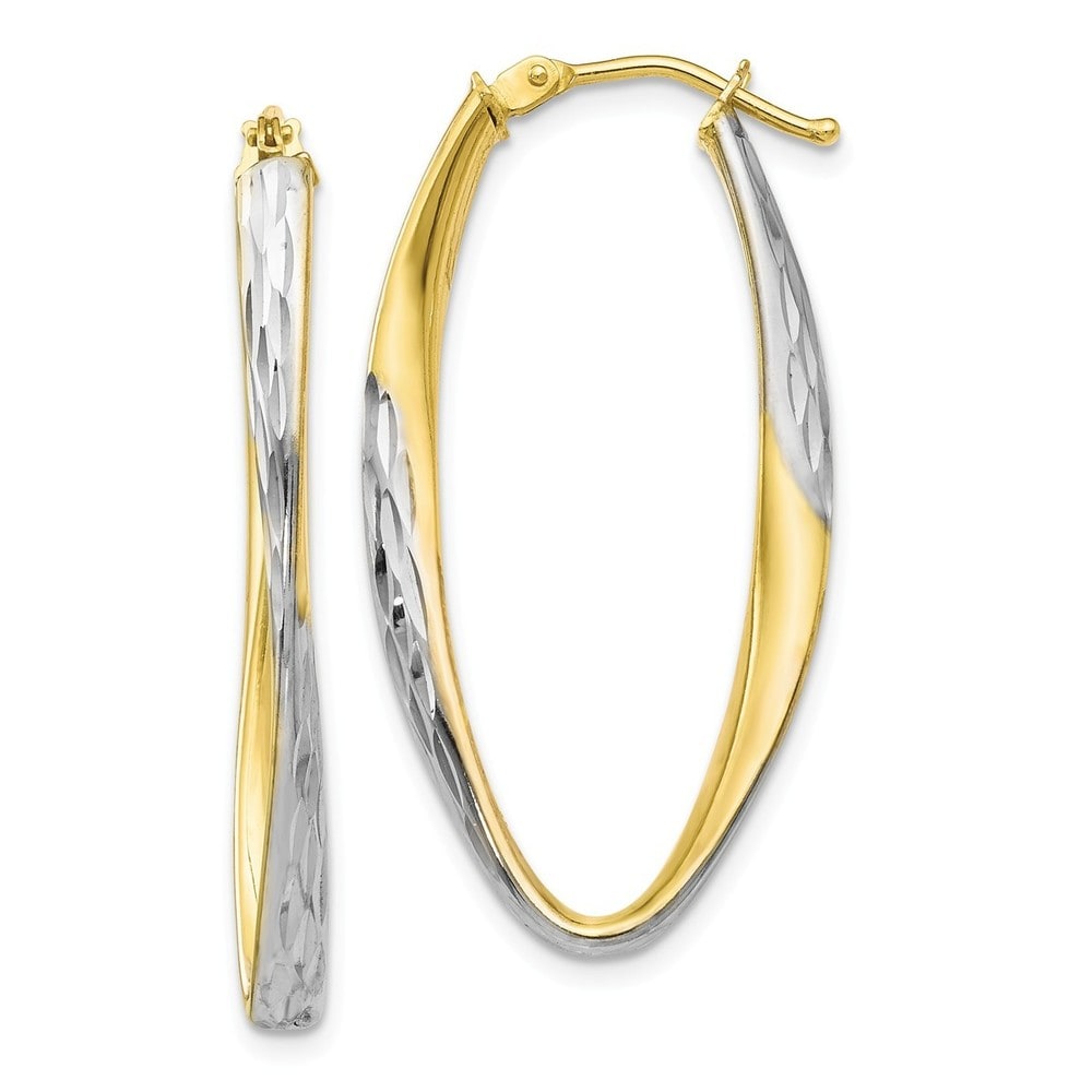 925 Sterling Silver Rhodium-plated Diamond-cut Round Hoop Earrings 3mm x 36mm