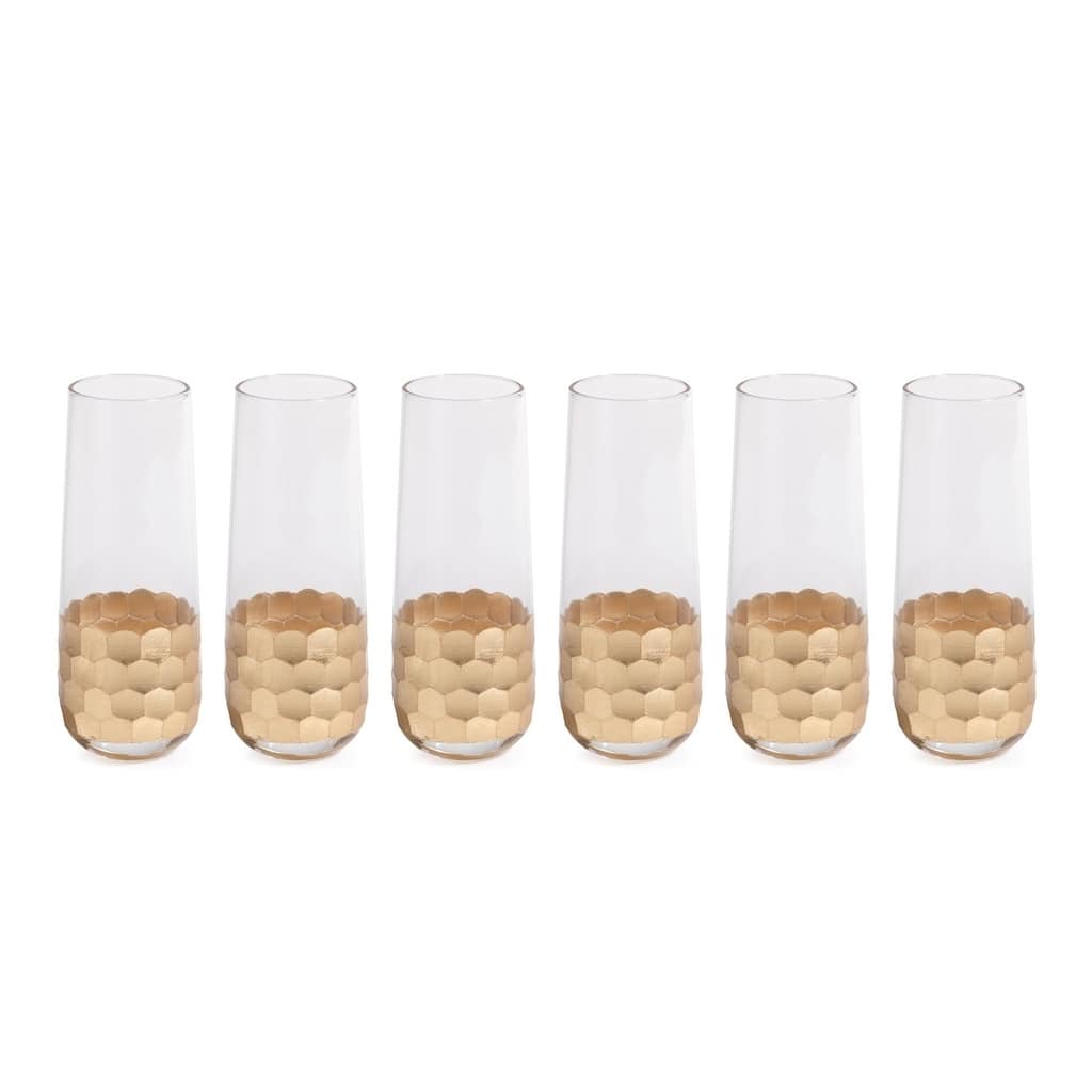 "Vitorrio" Champagne Glass, Stemless Gold (Set of 6)