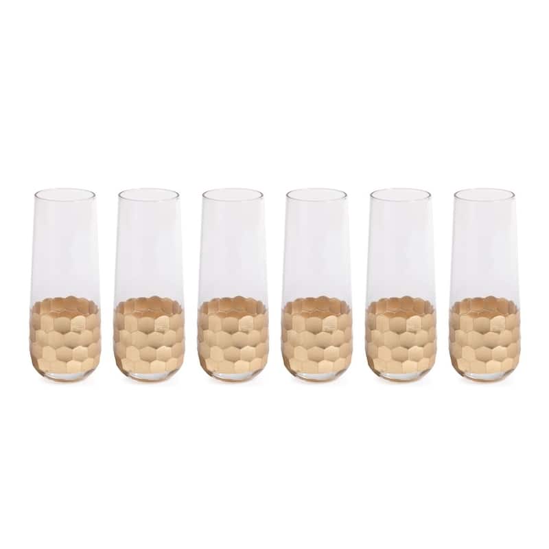 "Vitorrio" Champagne Glass, Stemless Gold (Set of 6)