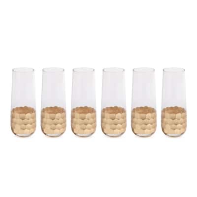 "Vitorrio" Champagne Glass, Stemless Gold (Set of 6)