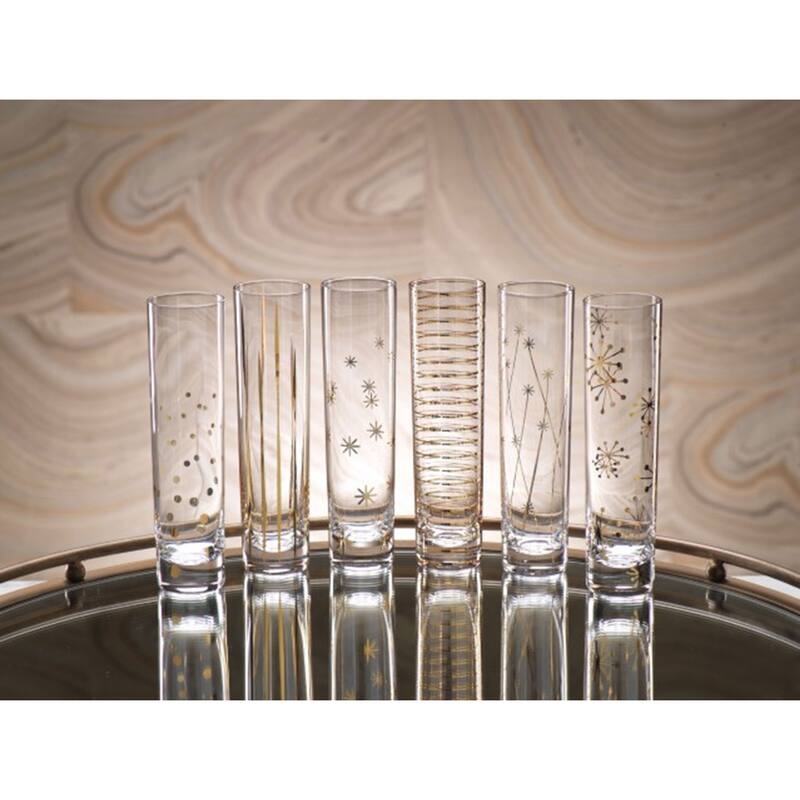 "Centuri" Champagne Glass, Golden Decal (Set of 6)