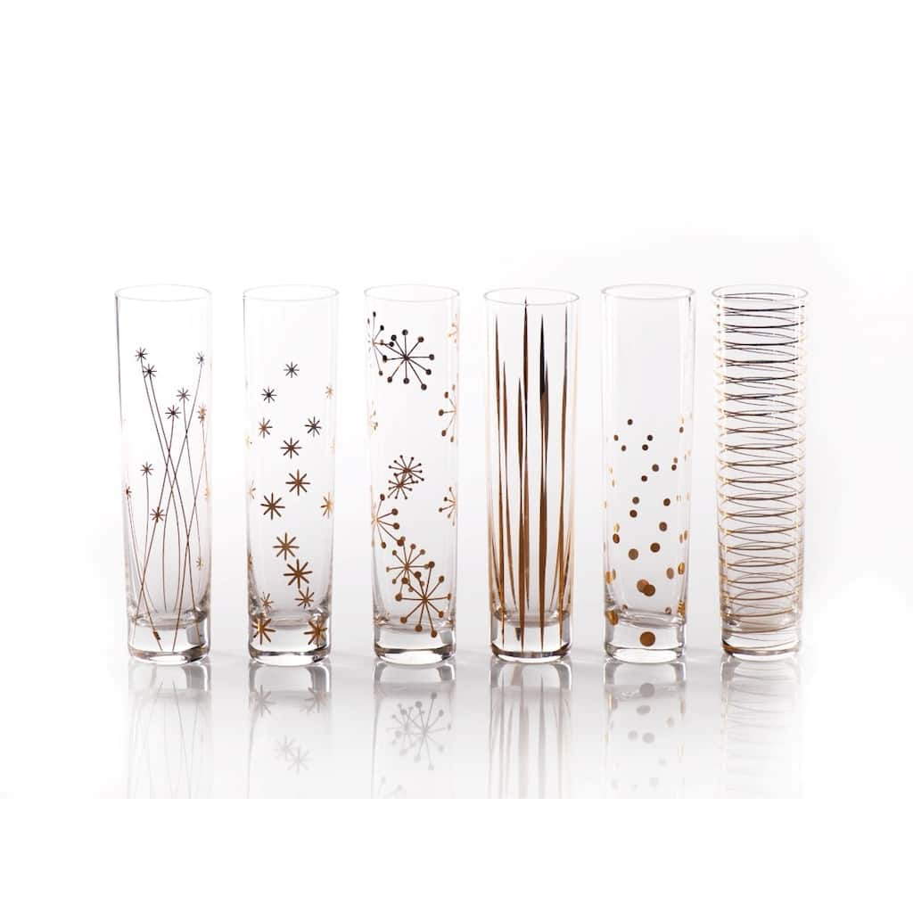 "Centuri" Champagne Glass, Golden Decal (Set of 6)