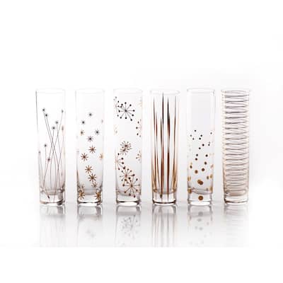 "Centuri" Champagne Glass, Golden Decal (Set of 6)