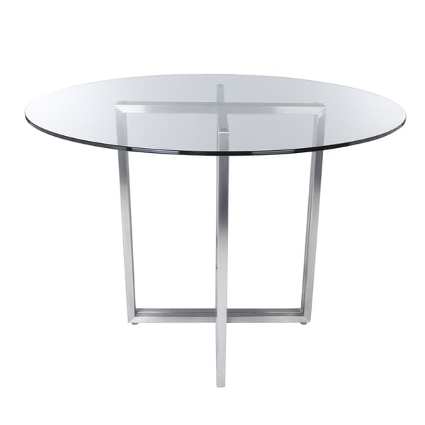 Euro Style Legend Dining Table Base， Brushed Stainless Steel 新作揃え 