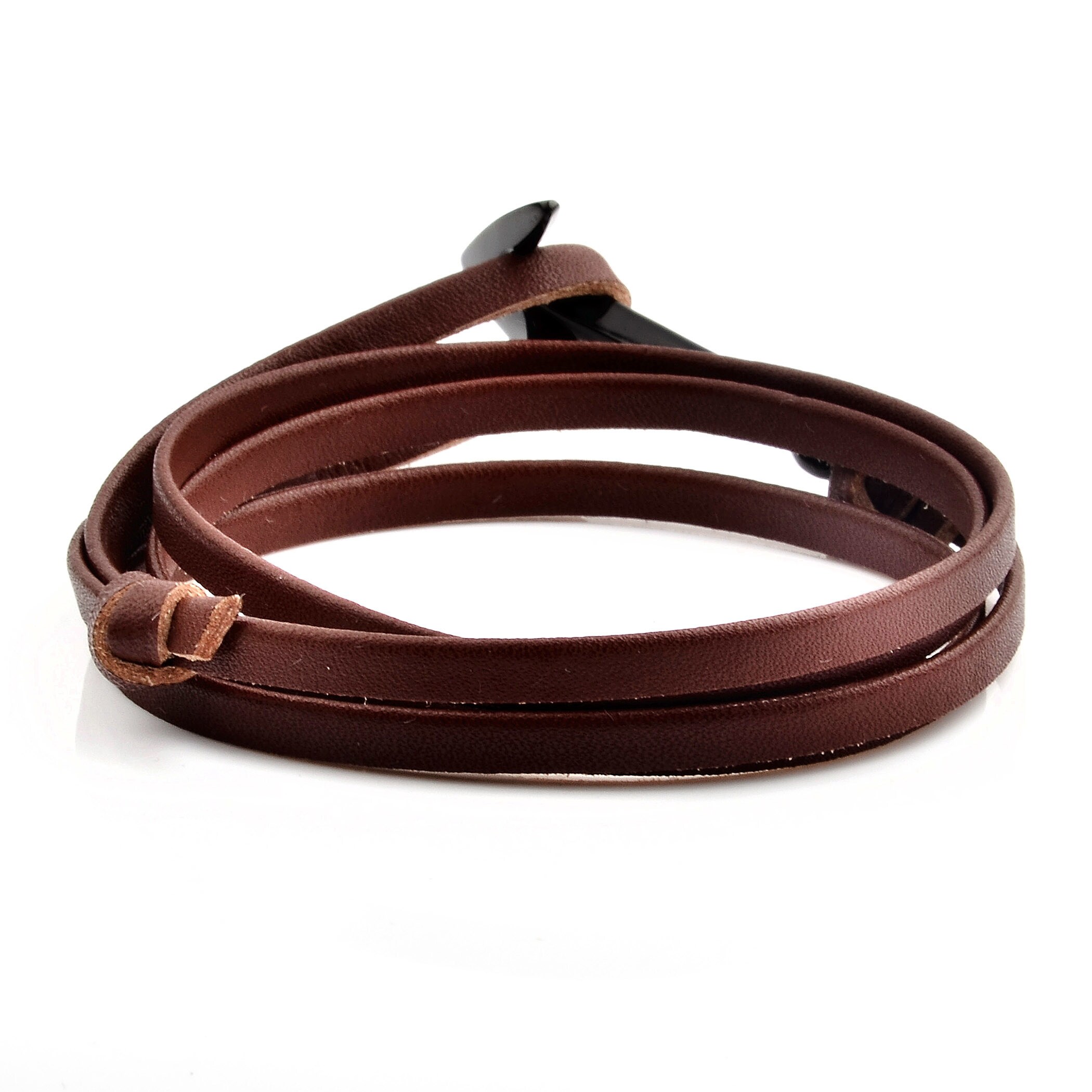 Black Plated Polished Stainless Steel Anchor Leather Wrap Bracelet 4 5mm Wide Black Plated Polished Stainless Steel Anchor Leather Wrap Bracelet 4 5mm Wide