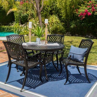 Carysfort Outdoor Round Aluminum Dining Set by Christopher Knight Home