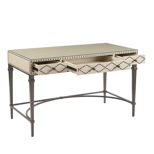 Shop Madison Park Irina 3 Drawers Study Writing Desk With Glass