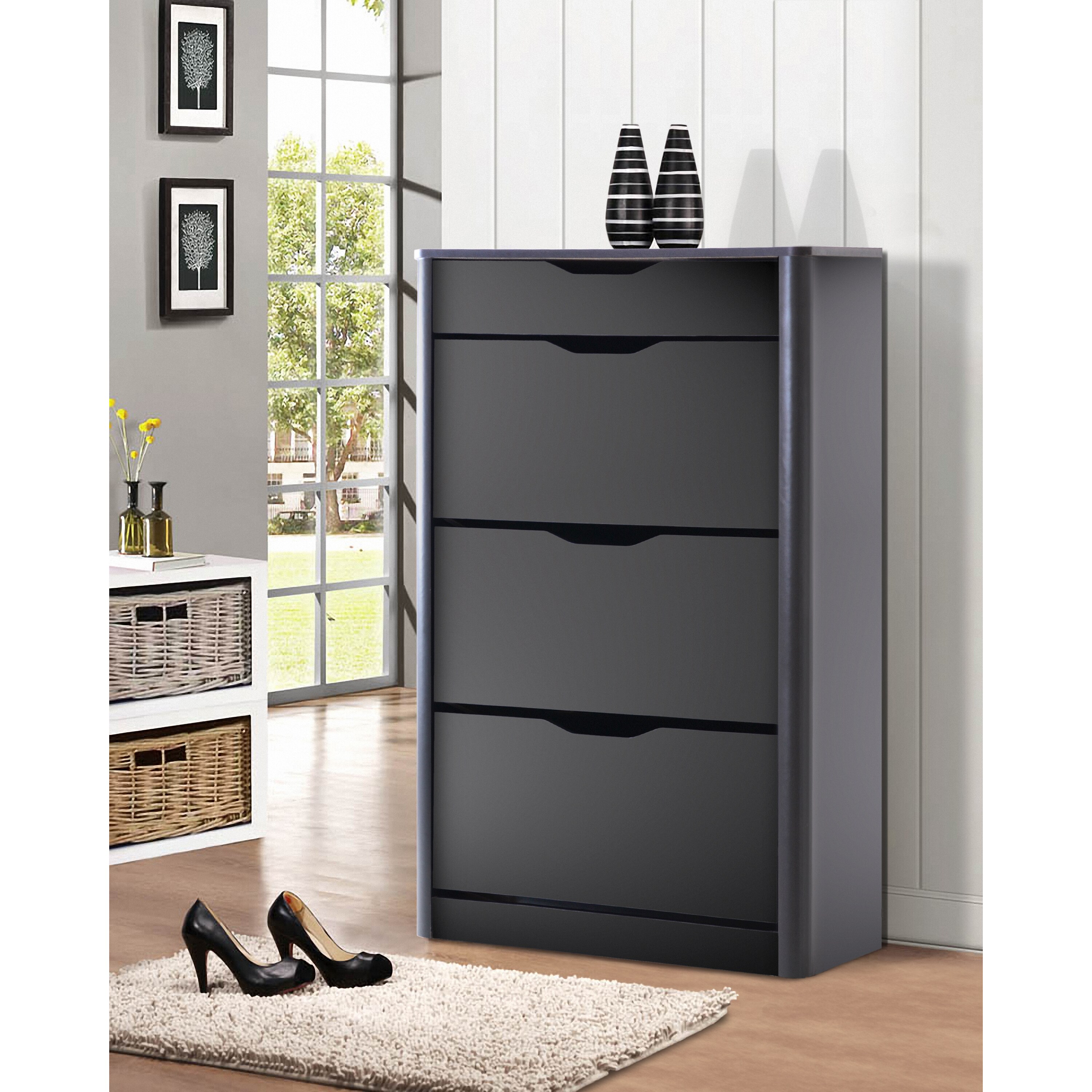 Shop Contemporary Black Wood Storage Cabinet By Baxton Studio On