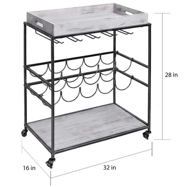 Strick & Bolton Riza Grey Wine Serving Cart - On Sale - Overstock ...