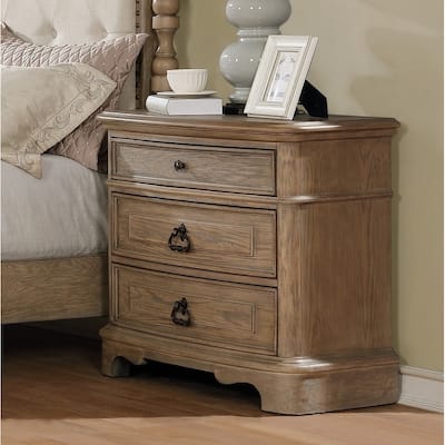 Roundhill Furniture Piraeus 296 White Wash 3-drawer Nightstand