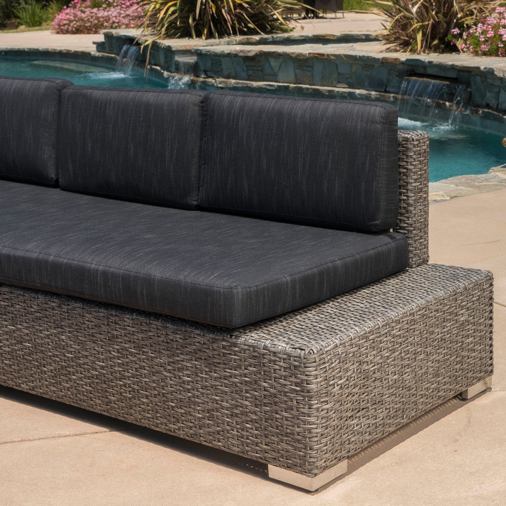 Puerta Outdoor 7-seater Wicker Sectional Sofa Chat Set with Cushions by Christopher Knight Home