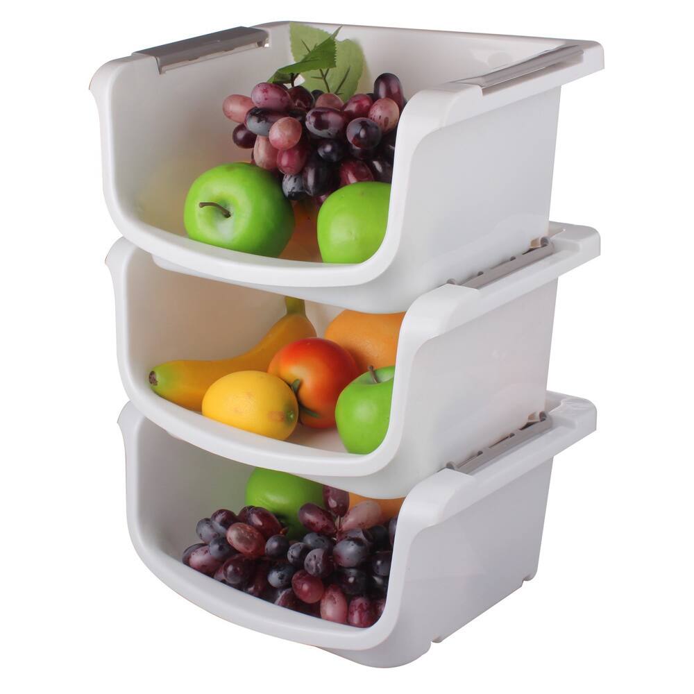 doryh large stackable plastic storage baskets bins,... Ybm Home Plastic Stackable Storage Basket Organizer Tray Open Bin -Set ...