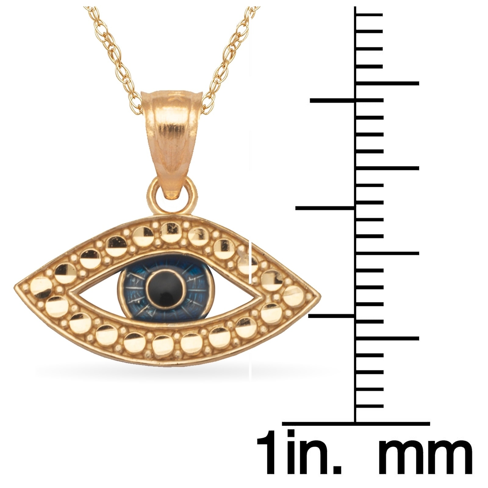 14K Real Solid Yellow Gold Evil Eye Heart Pend For Men Women Evil Eye Heart Pend