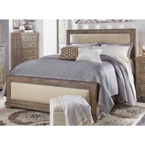 Willow Complete Salvaged Pine Upholstered Bed