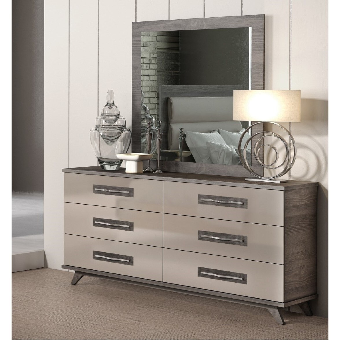 Shop Luca Home Camie Grey Wood Double Dresser And Mirror Free
