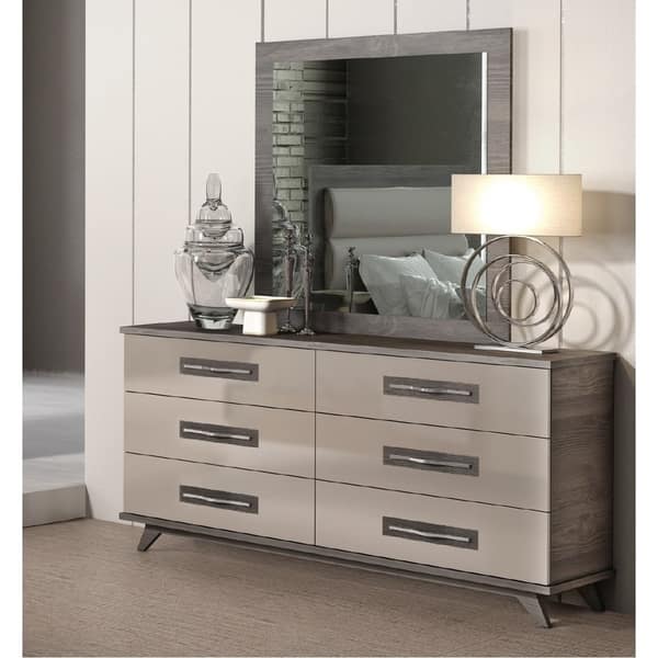 Shop Luca Home Camie Grey Wood Double Dresser And Mirror