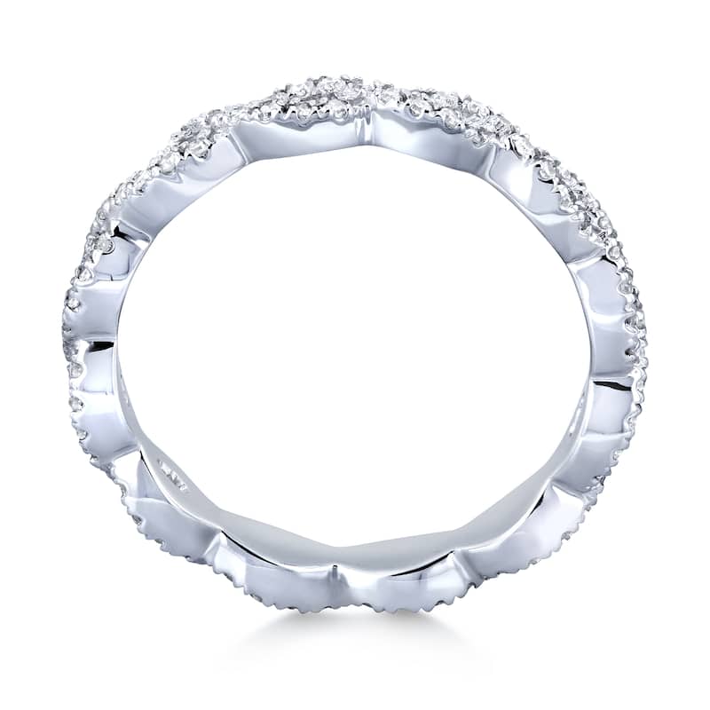 Annello by Kobelli 10k White Gold 1/3ct TDW Diamond Braided Eternity Wedding Ring (H-I, I2)
